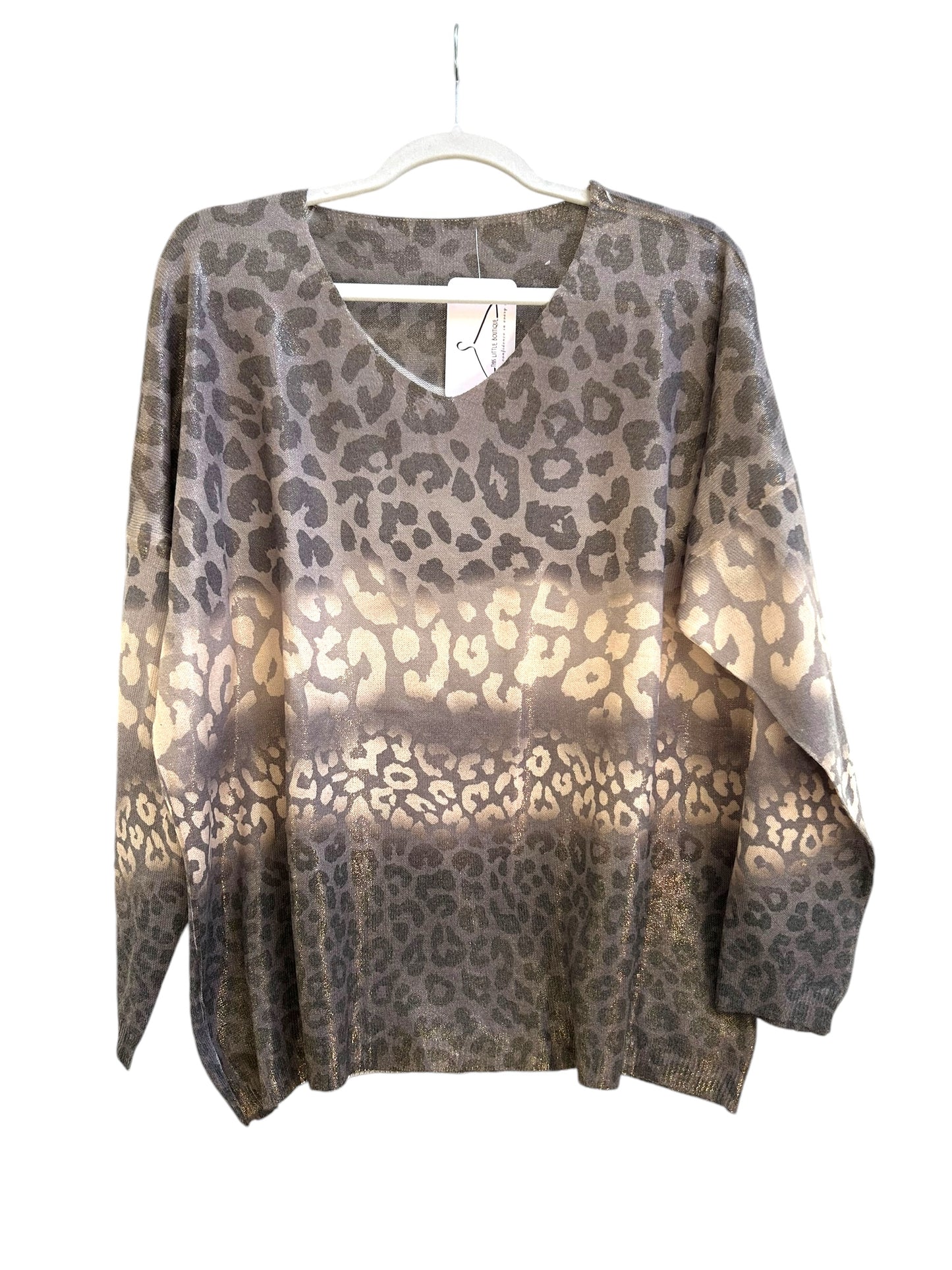 Lightweight shimmering animal print sweater