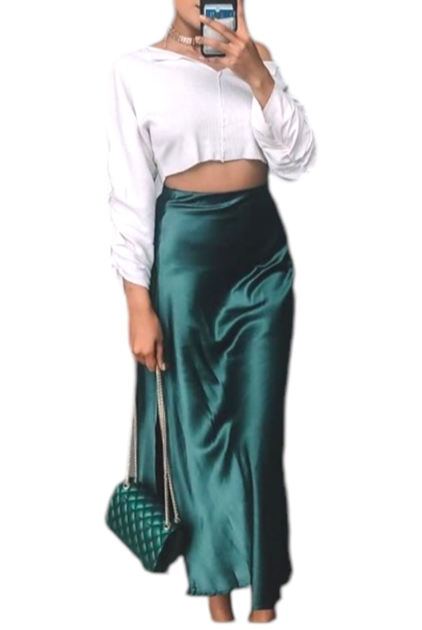 Anastasia midi satin skirt