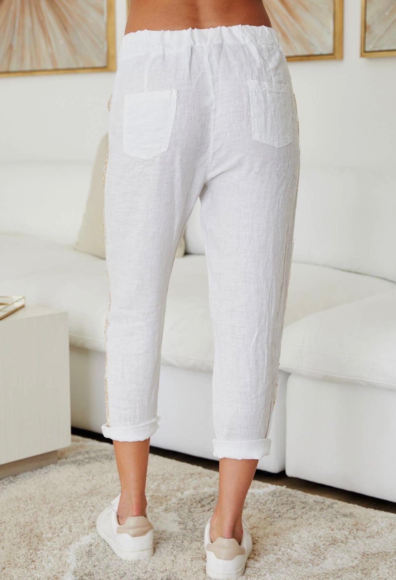 Angelina sequin stripe linen pants