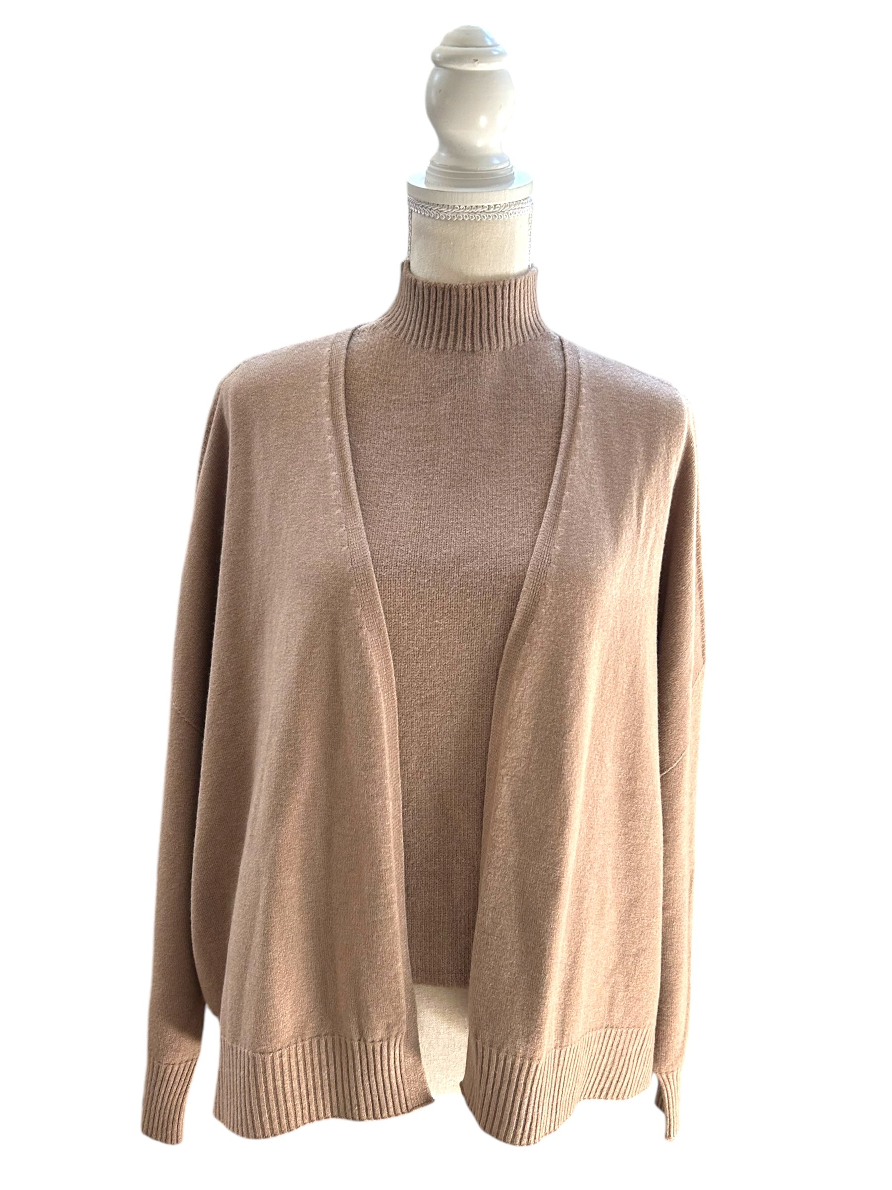 Maxine taupe high neck sleeveless sweater