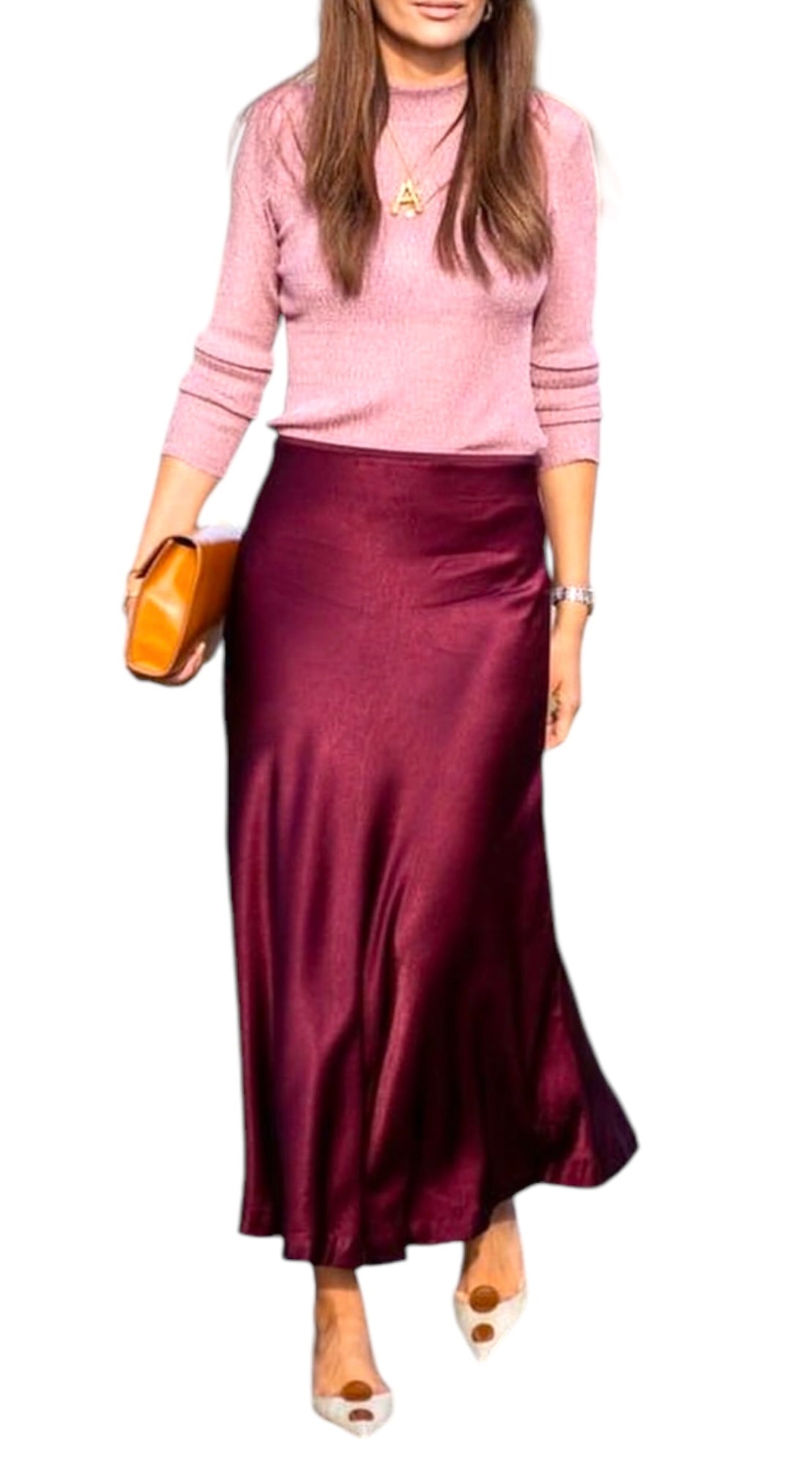 Anastasia midi satin skirt