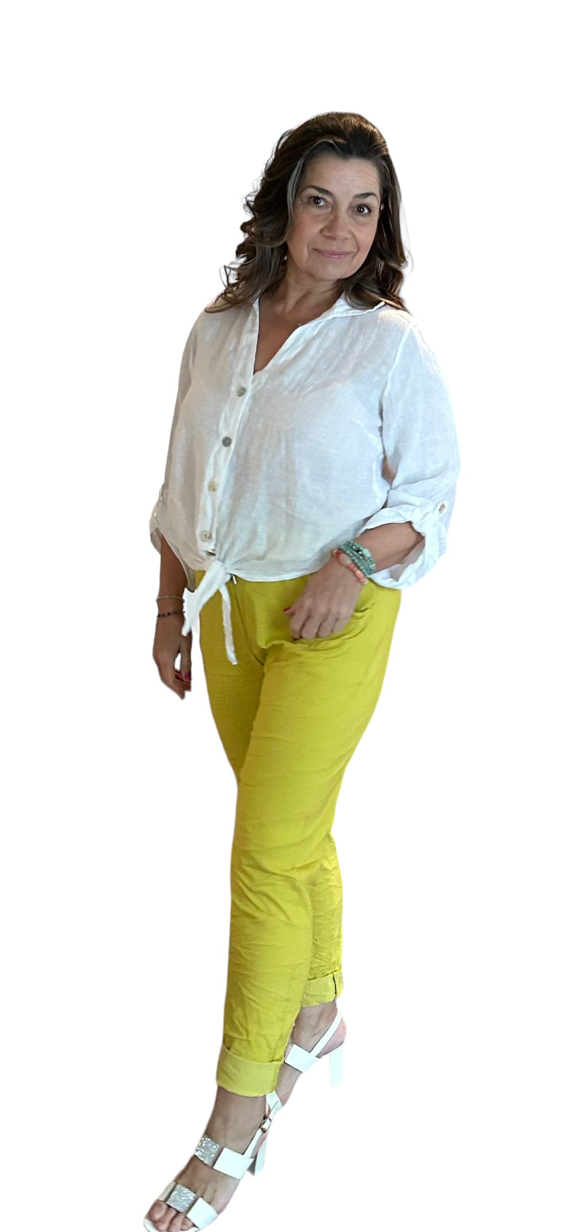 Chartreuse magic Italian pants