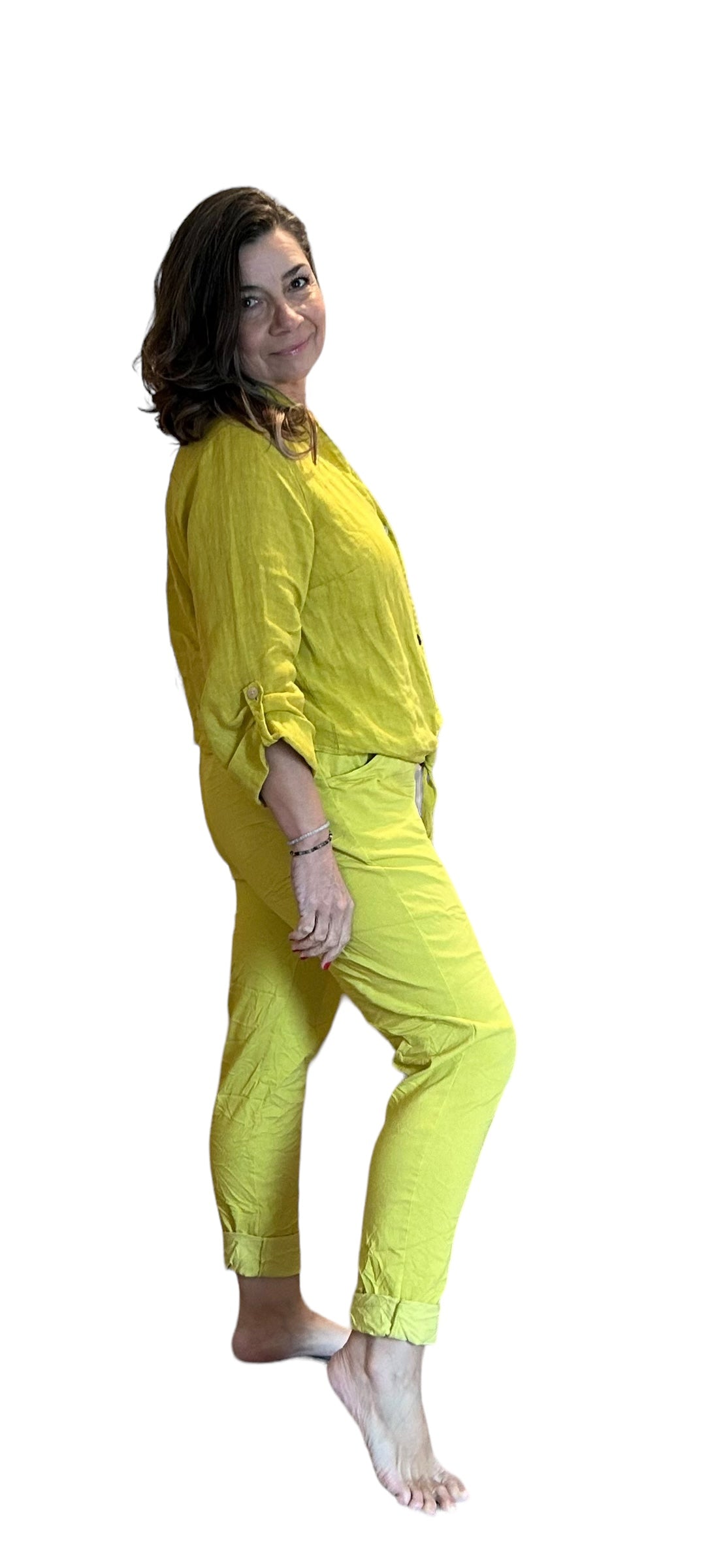 Chartreuse magic Italian pants