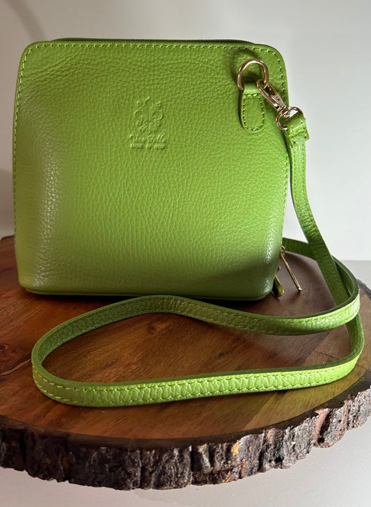 Green Marbella Italian Leather Crossbody Bag