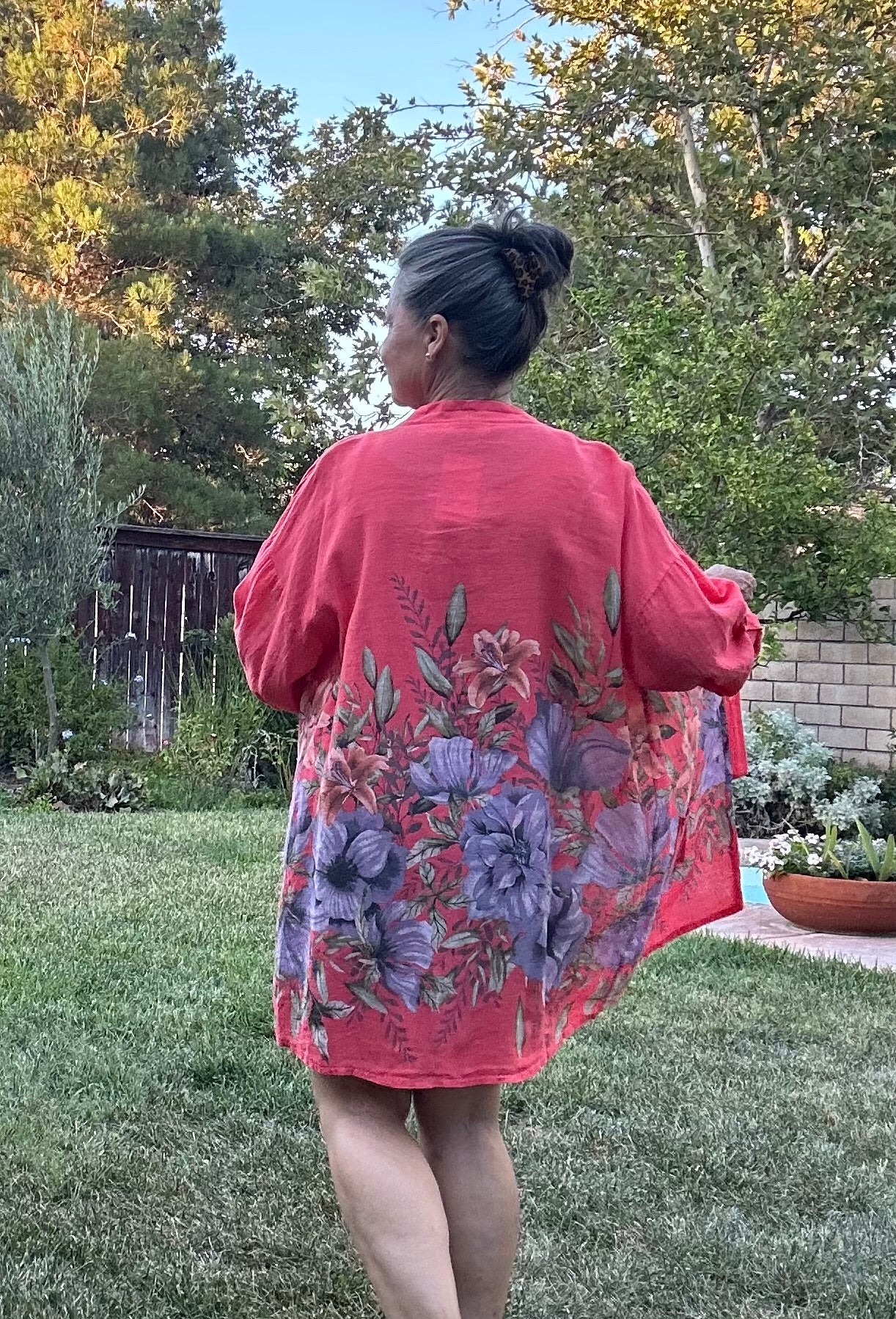 Coral newest Linen Kimono