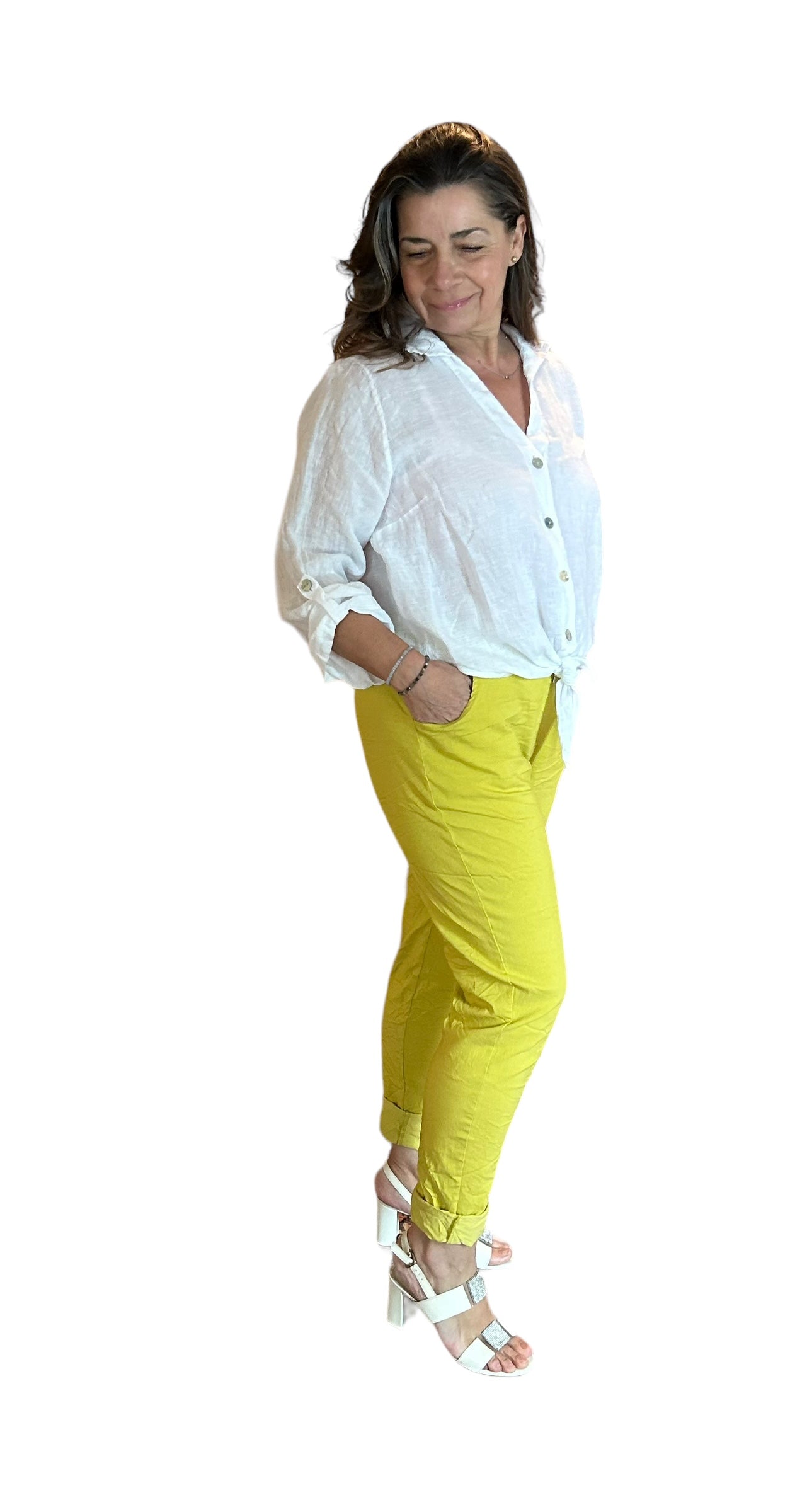 Chartreuse magic Italian pants