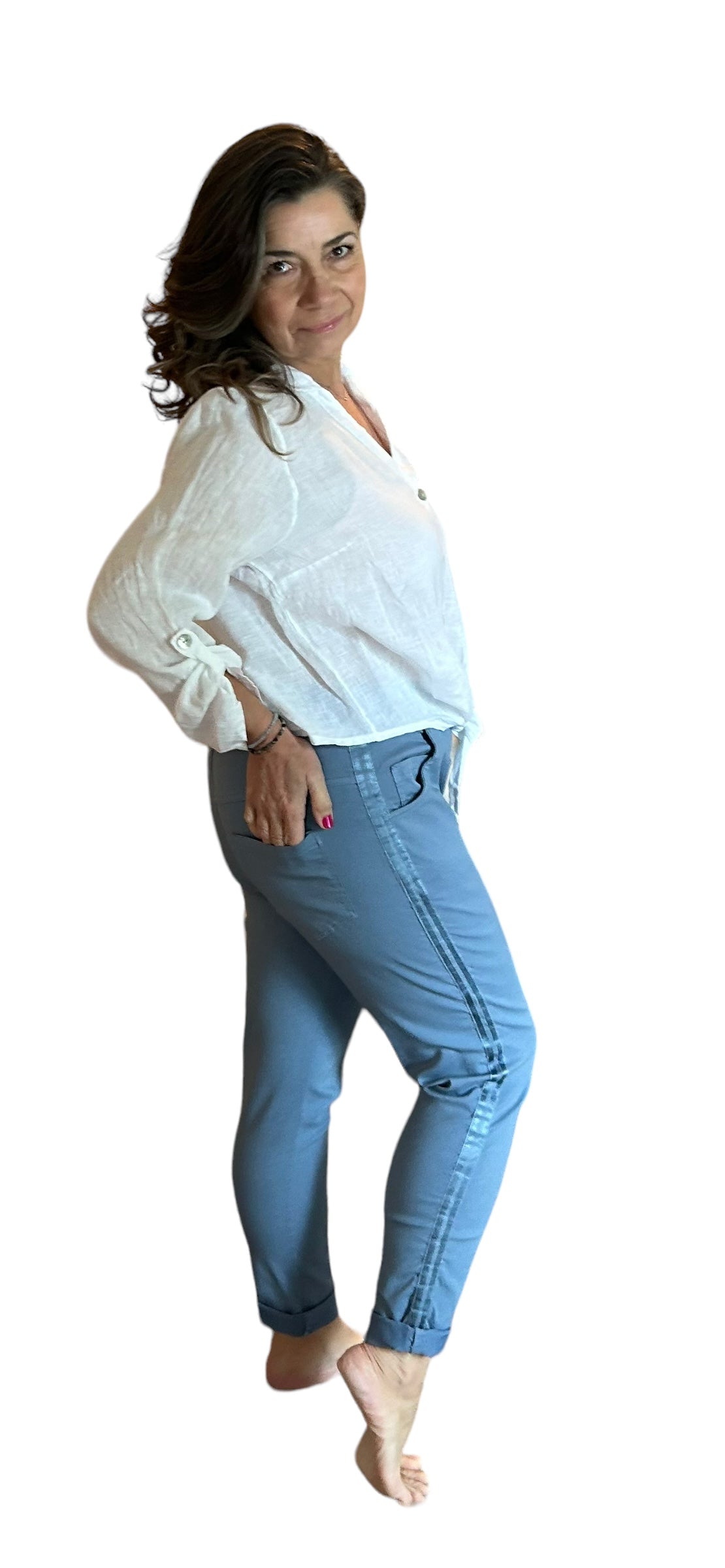 Denim blue Italian pants