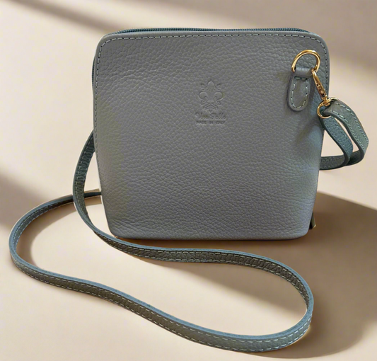 Italian leather Marbella crossbody bag - Light Blue