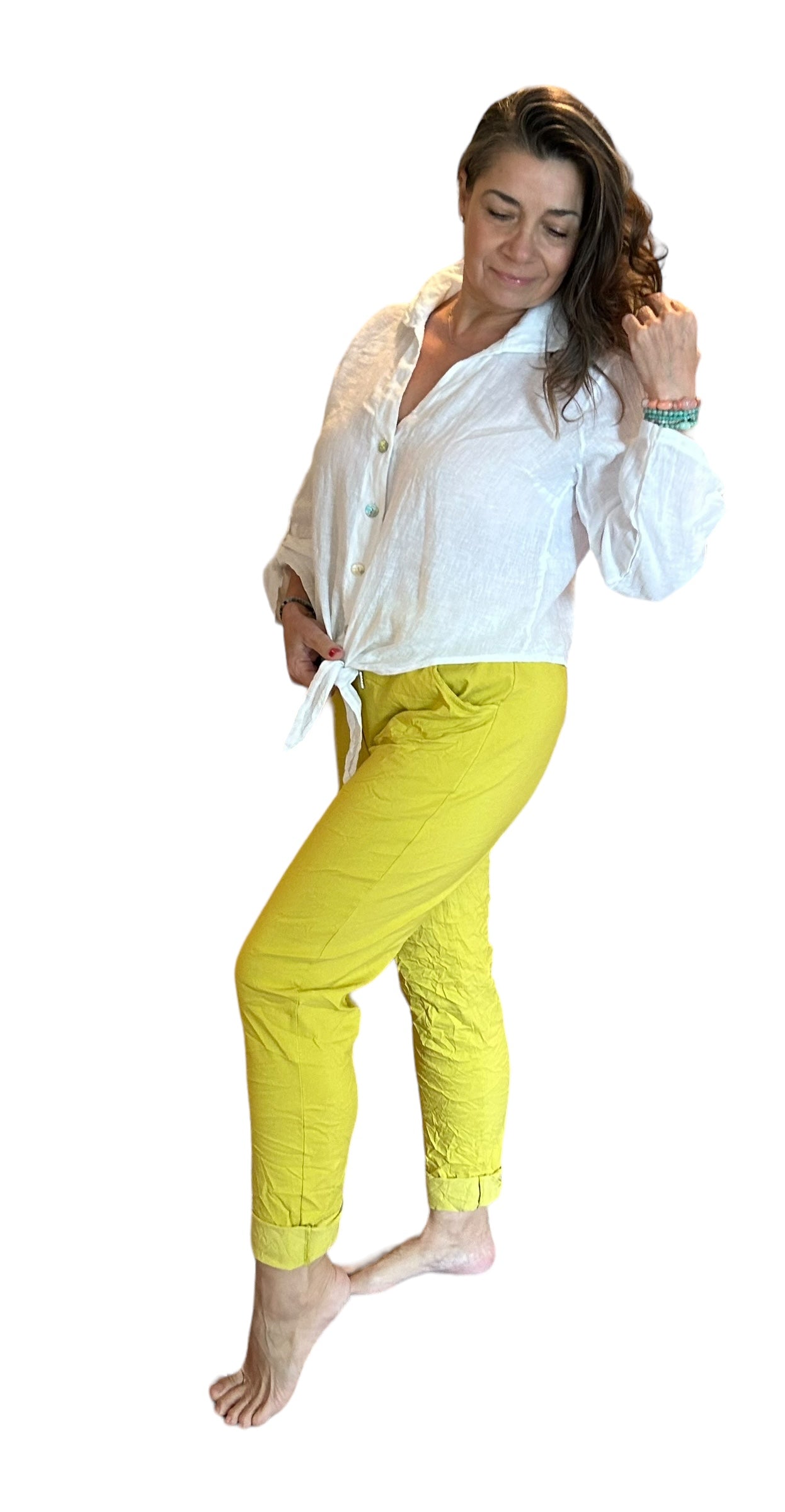 Chartreuse magic Italian pants