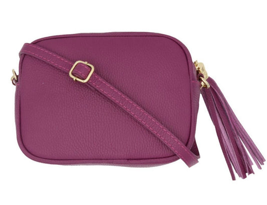 Bianca genuine leather crossbody bag - magenta