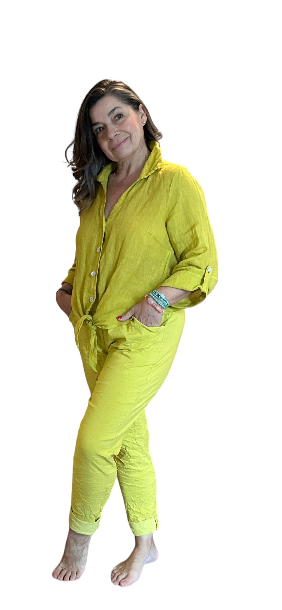 Chartreuse magic Italian pants