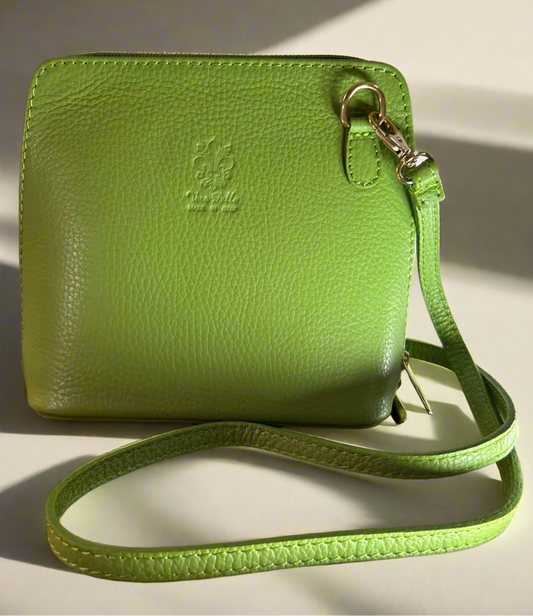 Italian Leather Marbella Crossbody Bag - green