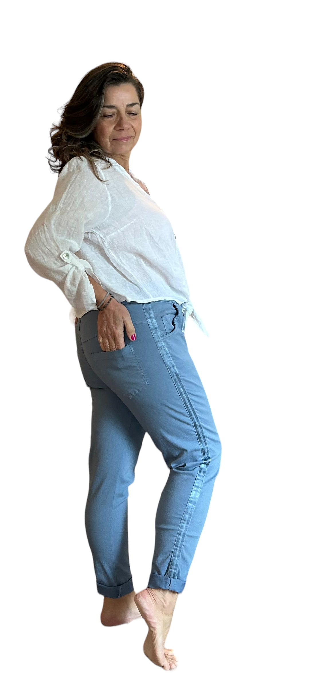 Denim blue Italian pants