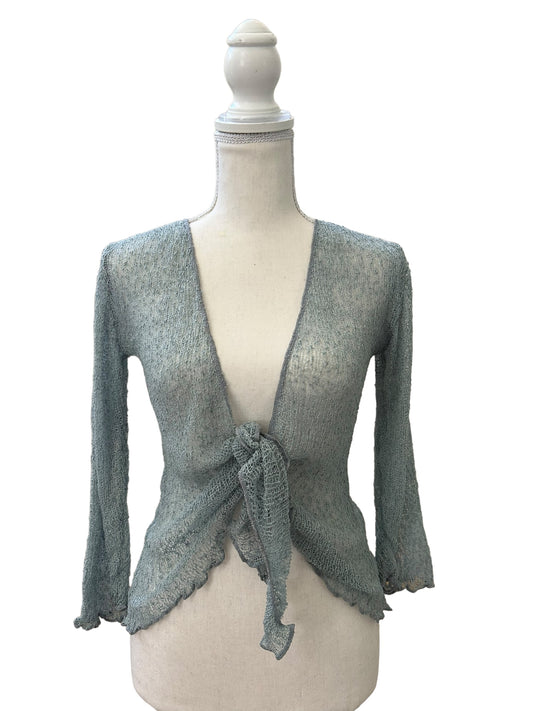 Delicate blue smoke mesh shrug