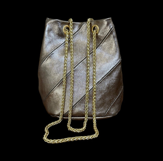 Metallic bronze leather bag