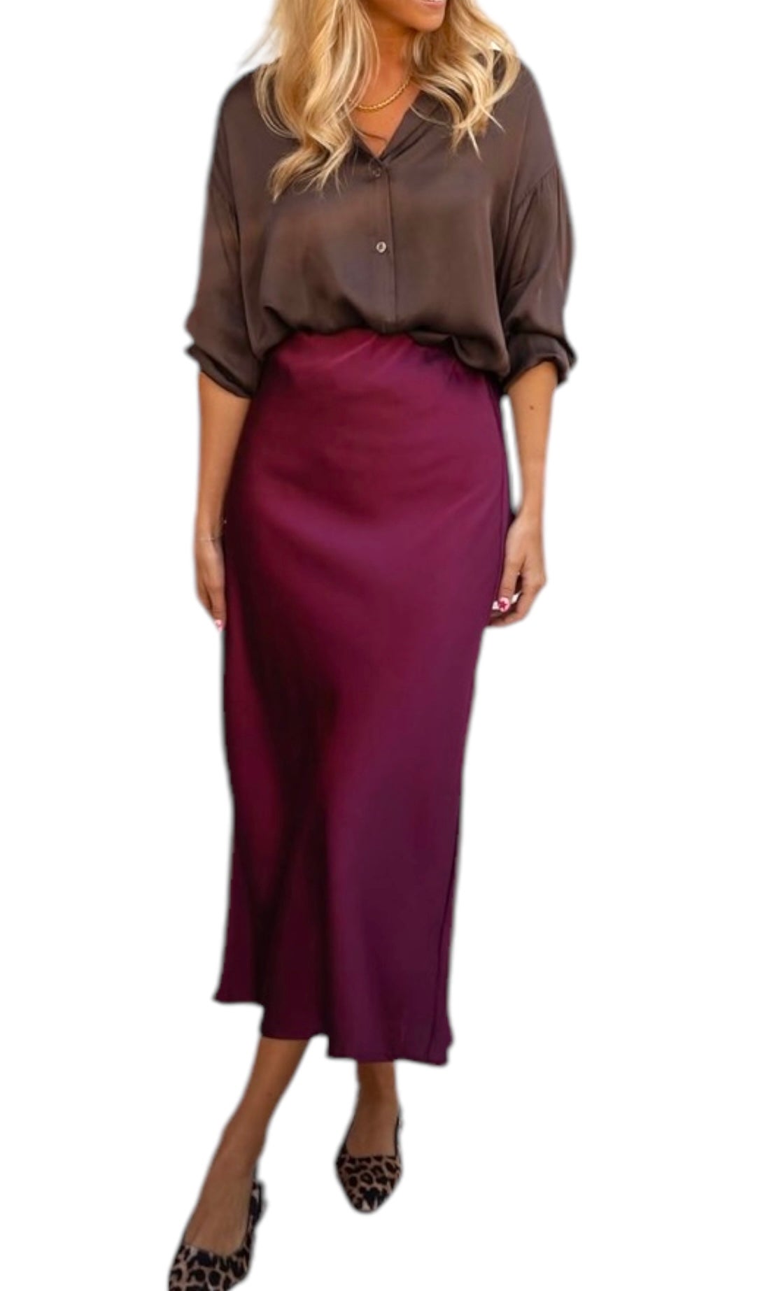 Anastasia midi satin skirt