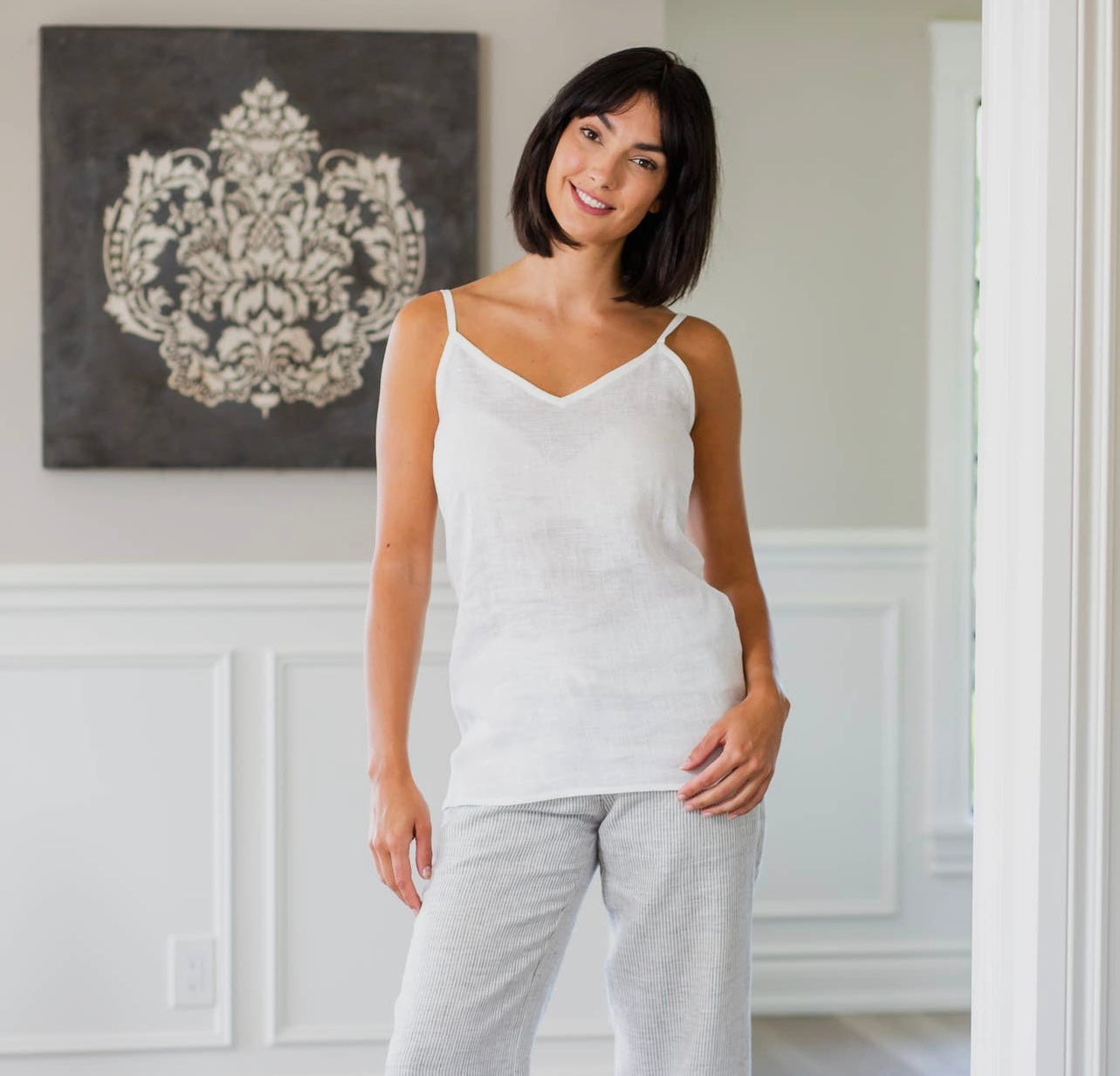 Black cami linen tank