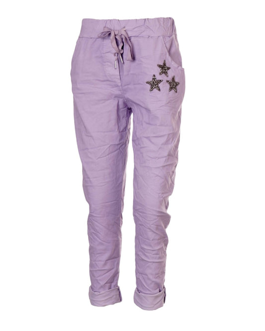 Lilac and Diamante Star Italian pants