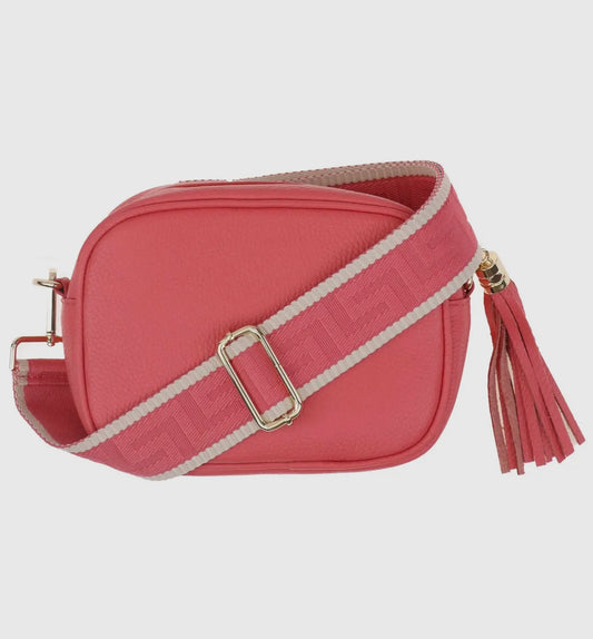 Coral leather crossbody bag