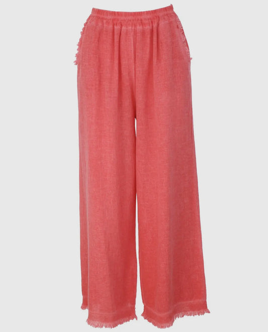 Coral linen pants